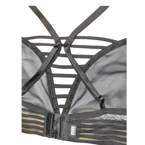 NWOT Victoria's Secret Ultimate Sports Bra Mesh Strappy Grey Black Small - Picture 6 of 10
